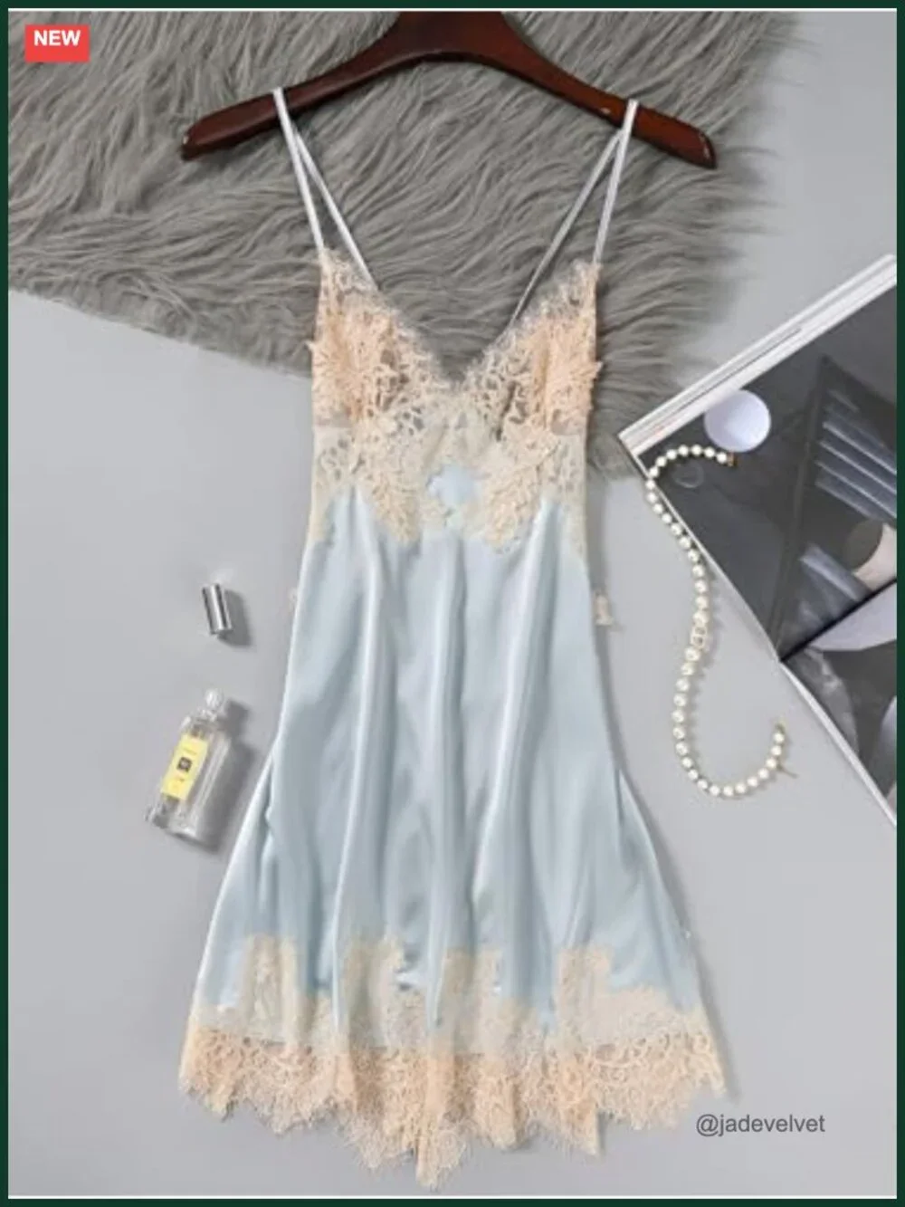 Sexy Silk Satin Lace Up Backless Babydoll Lingerie Dress with Panty 2pc